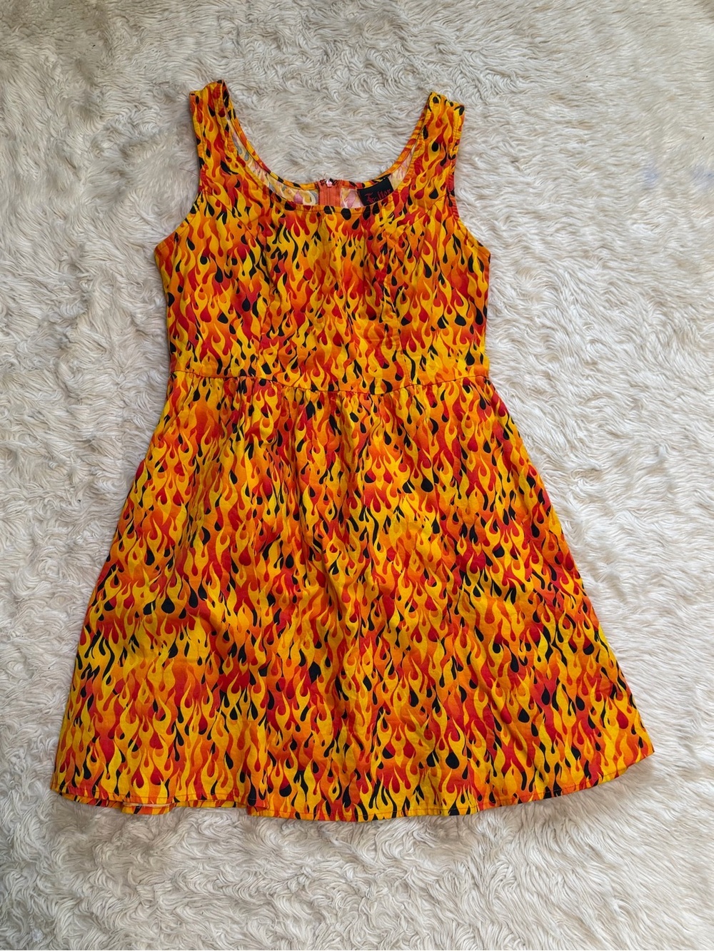 Folter Flame Print Fit & Flare Dress - Size Small